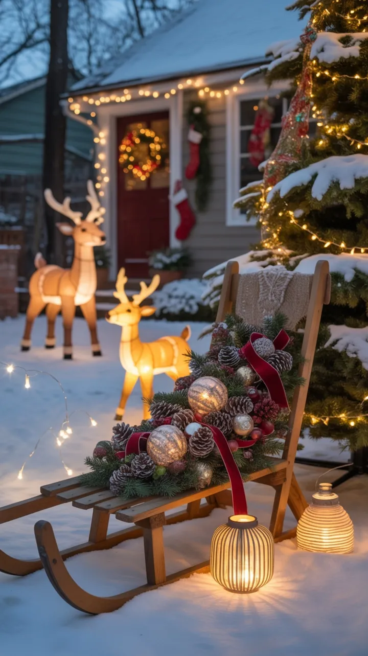 Bohemian Winter Whimsy with Vintage Sleds and Lantern Glow