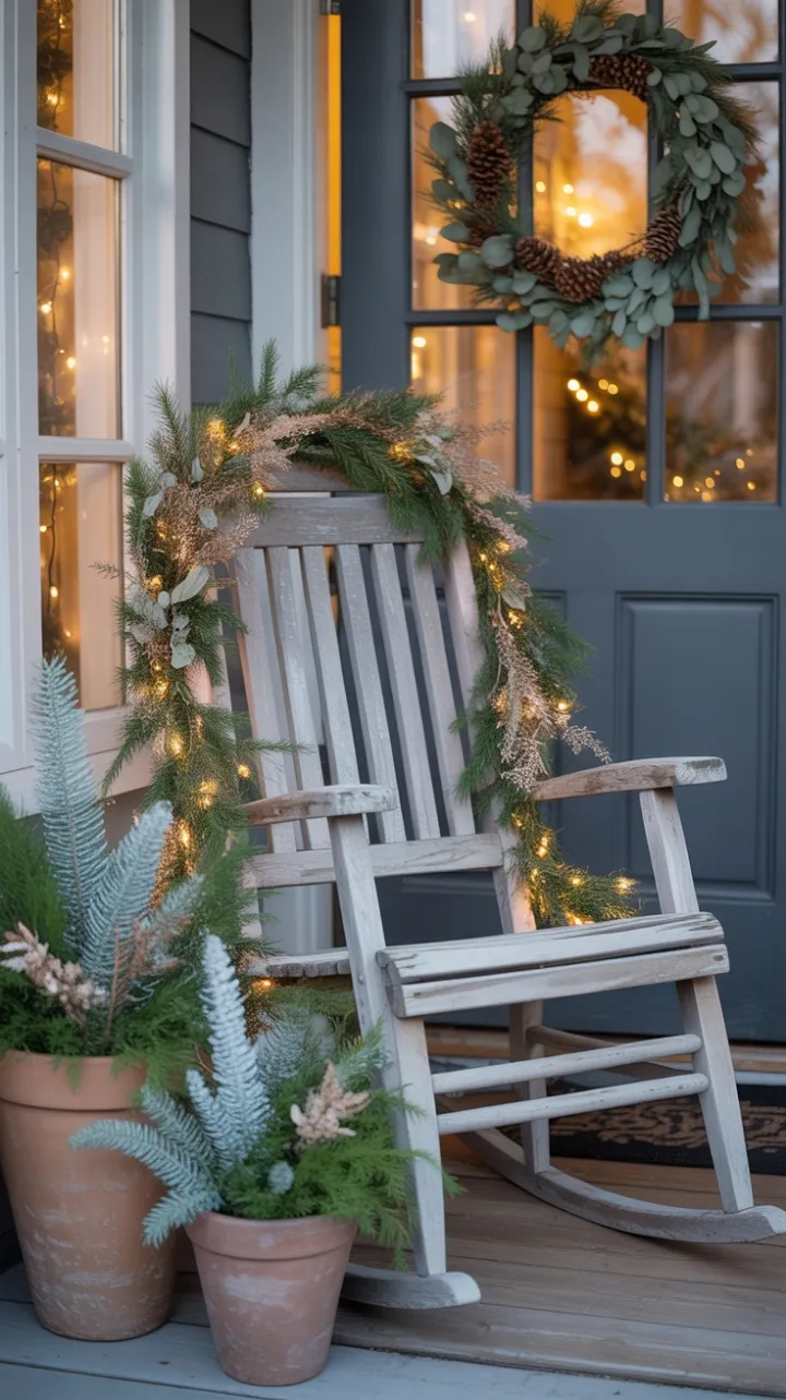 Bohemian Christmas Porch Bathed in Golden Light
