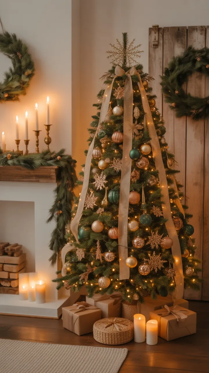 Warm Bohemian Christmas in Gold and Emerald