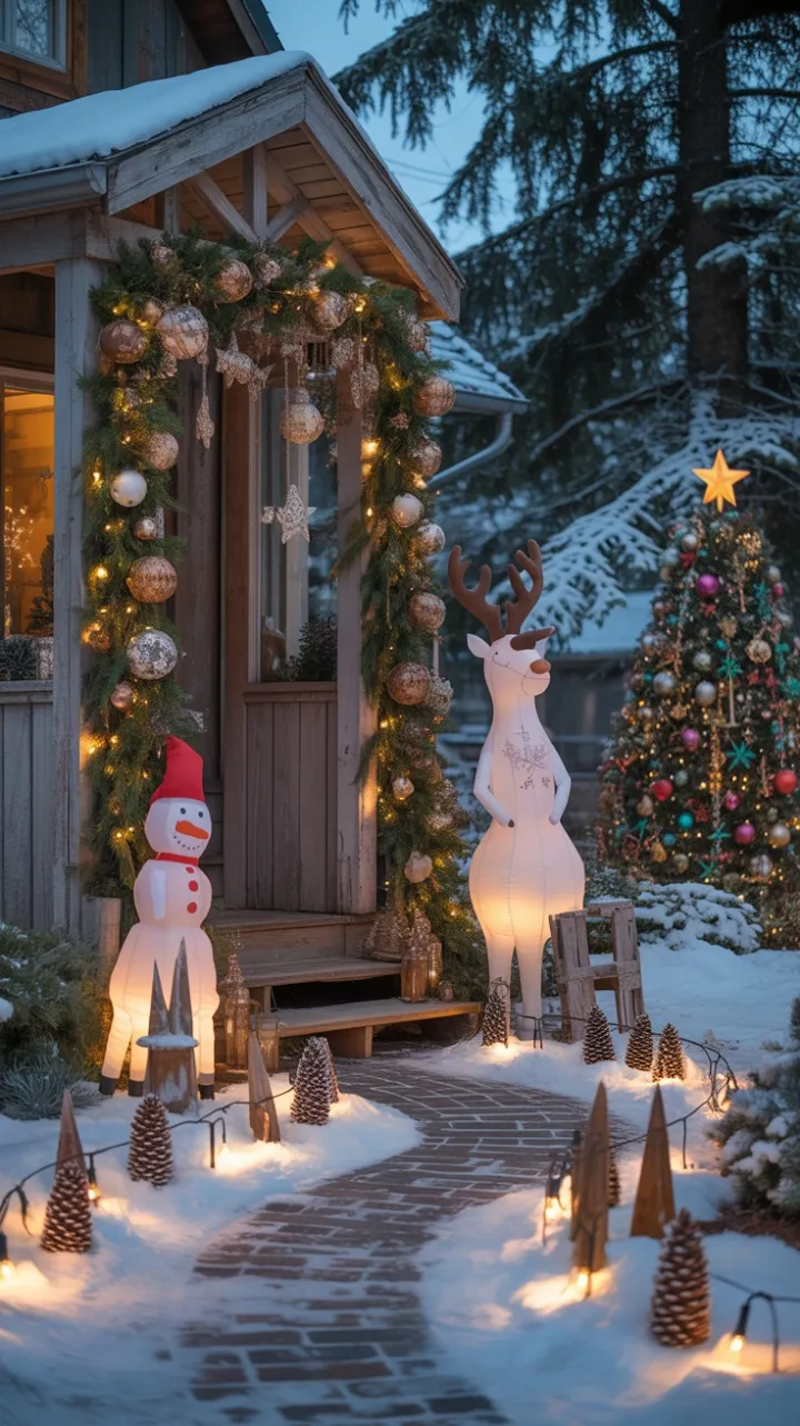 Dusk-Kissed Bohemian Christmas Wonderland on a Charming Front Porch