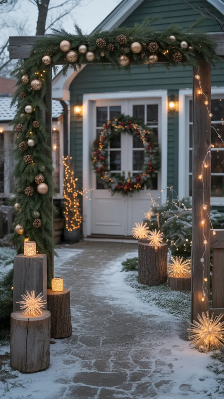 Bohemian Christmas Glow on a Snow-Dusted Path to a Welcoming Door