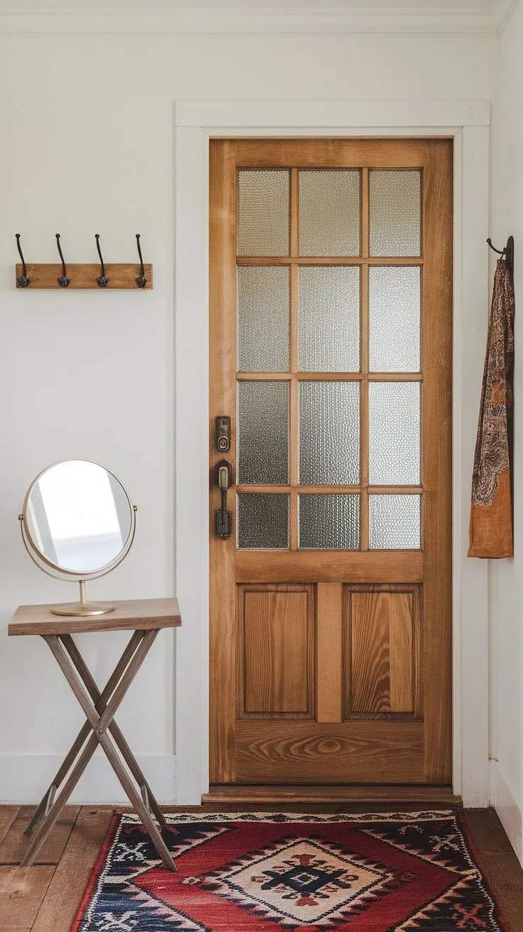This boho entryway is more than just a passage; it's a statement.  The boho hallway's boho decor and boho style perfectly embody the relaxed elegance of boho interior design, transforming this space into a truly enchanting boho aesthetic.