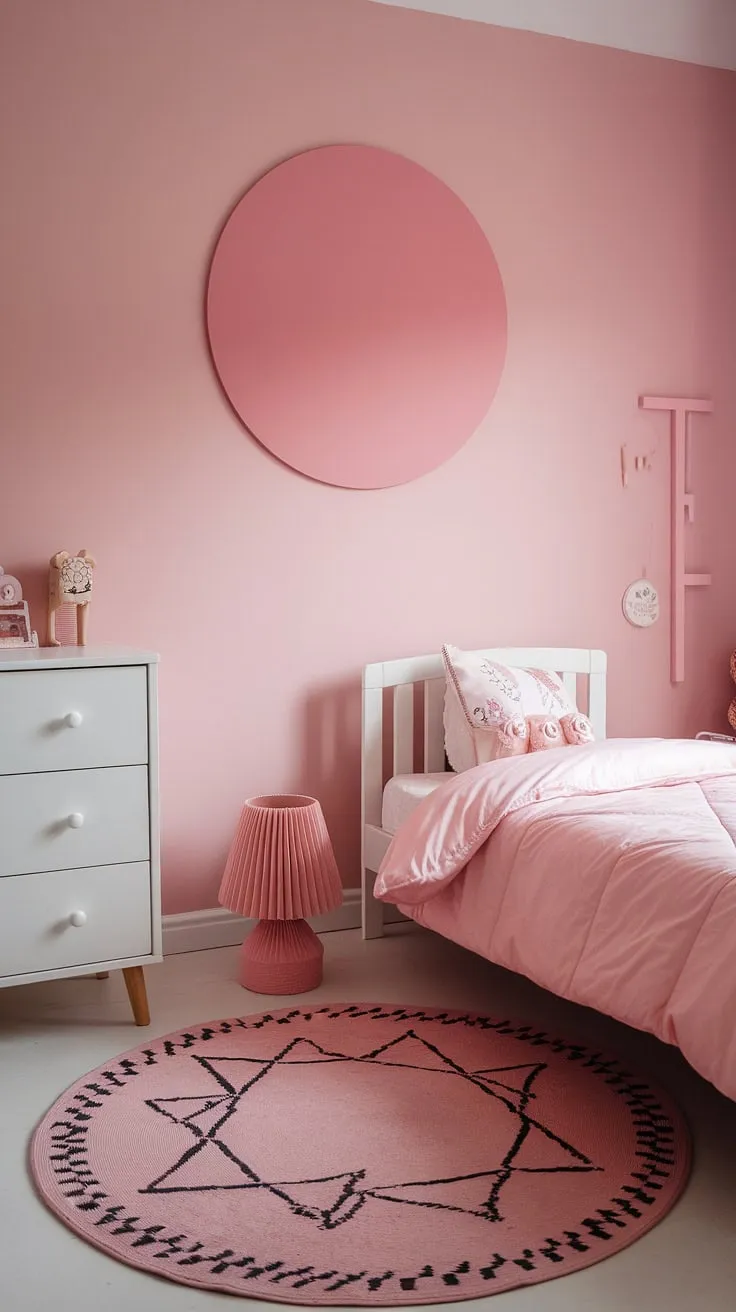 This boho bedroom kids girl is the epitome of understated chic.  A pink boho toddler room doesn't have to be overwhelming; this design proves less is more.  Explore toddler room themes girl with this calming and stylish space.  Find inspiration for your own boho kids bedroom girl with this simple yet stunning room.