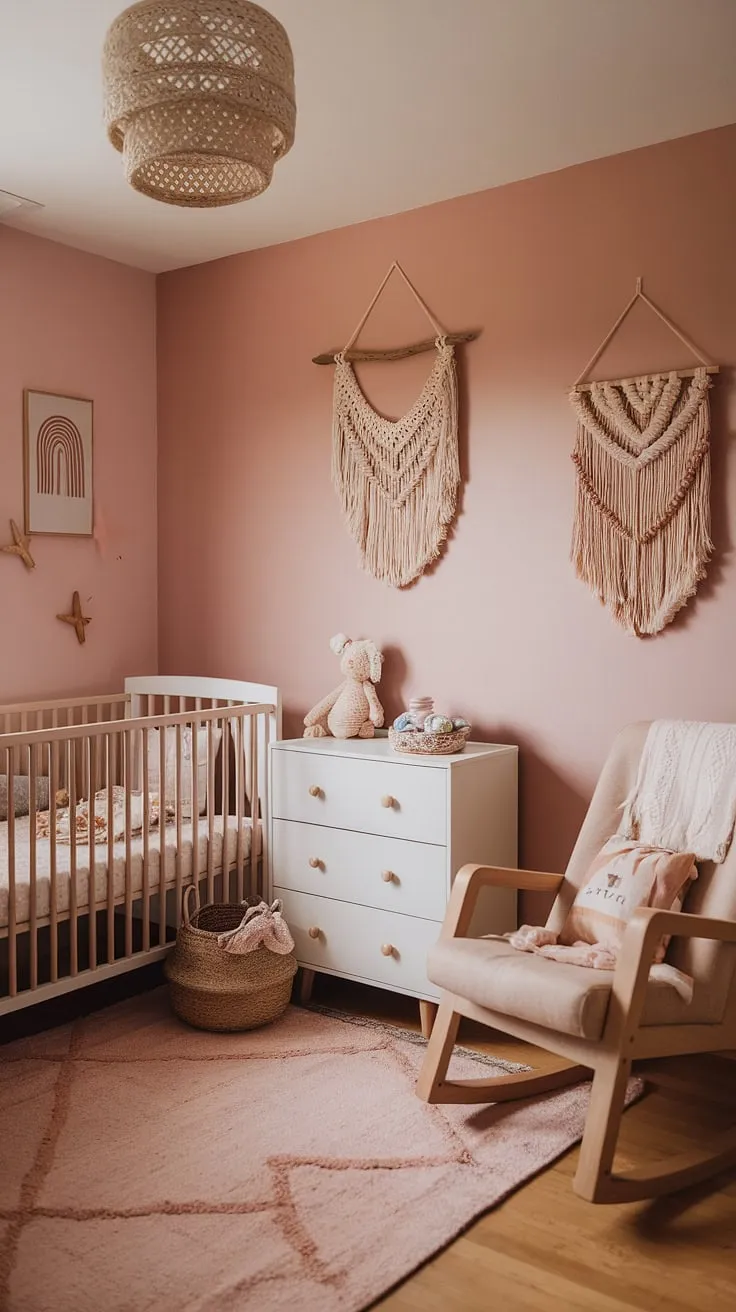 Dreamy pink hues and playful textures create the perfect boho girls room for your little one. This simple toddler room girl design offers plenty of kids room inspo girl, blending boho bedroom kids girl style with practical toddler room themes girl.