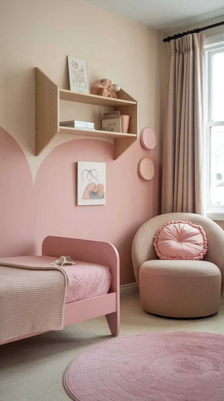 Dreamy pink hues and playful textures create the perfect boho girls room for your little one. This simple toddler room girl design offers plenty of kids room inspo girl, blending boho bedroom kids girl style with practical toddler room themes girl.