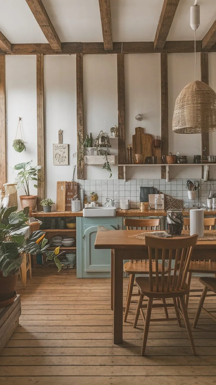 Maximize charm, not space! This small kitchen remodel showcases clever tiny kitchen ideas, resulting in a small cozy kitchen with big boho kitchen vibes and cozy kitchen decor that's pure aesthetic kitchen design.