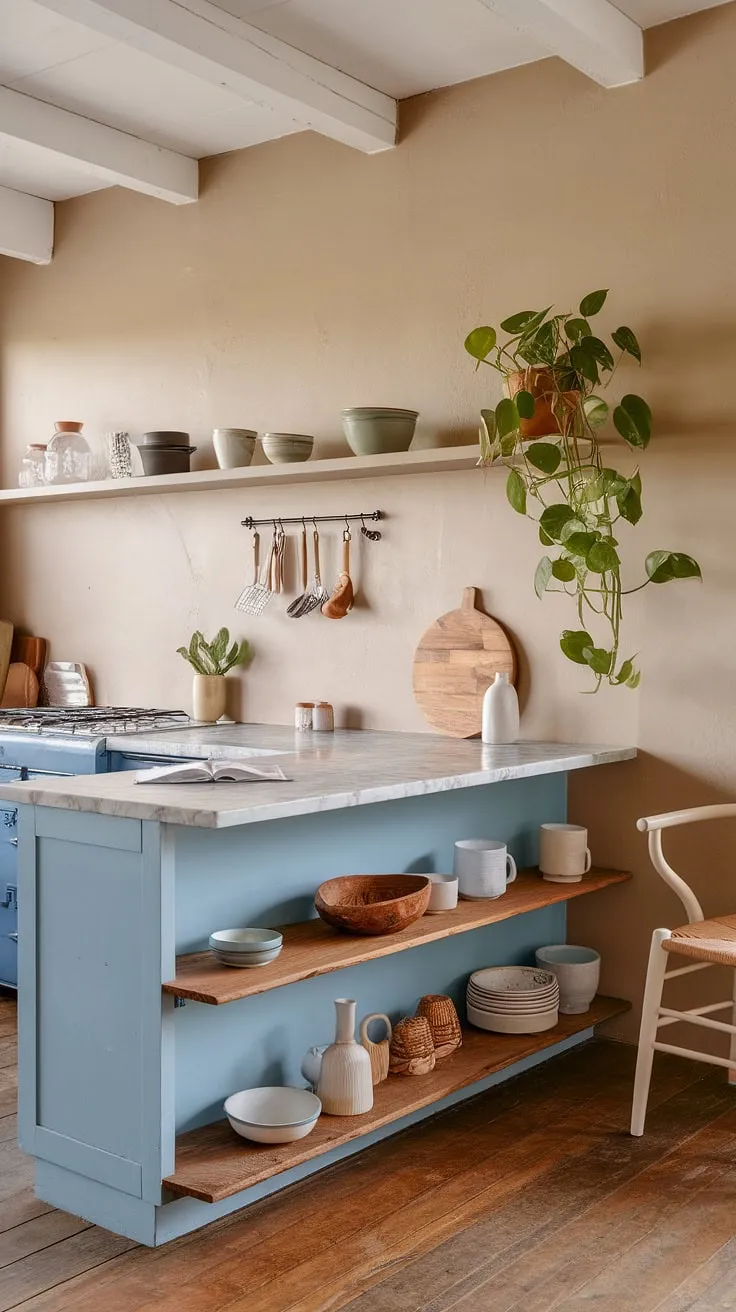 Maximize charm, not space! This small kitchen remodel showcases clever tiny kitchen ideas, resulting in a small cozy kitchen with big boho kitchen vibes and cozy kitchen decor that's pure aesthetic kitchen design.