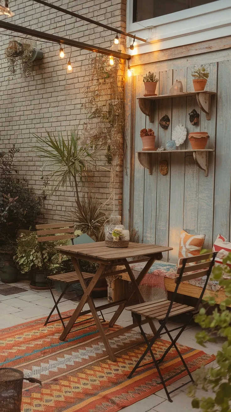 Create a captivating bohemian patio retreat without breaking the bank! This cozy patio is packed with budget-friendly patio decorating ideas and offers plenty of outdoor patio ideas for your own boho patio inspiration.  Achieve this relaxed vibe easily.