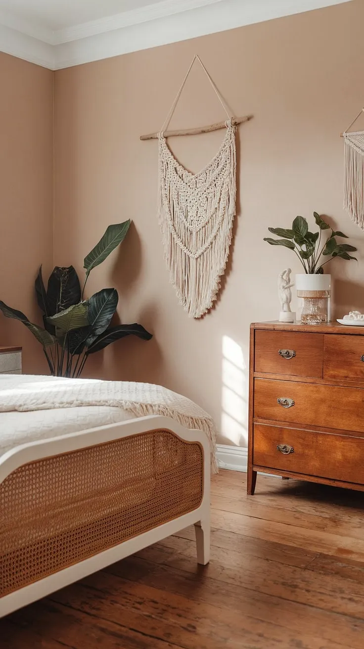 Dreamy escape in this boho vintage bedroom.  Vintage bedroom ideas meet contemporary vintage decor, showcasing the perfect blend of vintage boho furniture and modern vintage decor for a truly unique vintage chic bedroom.