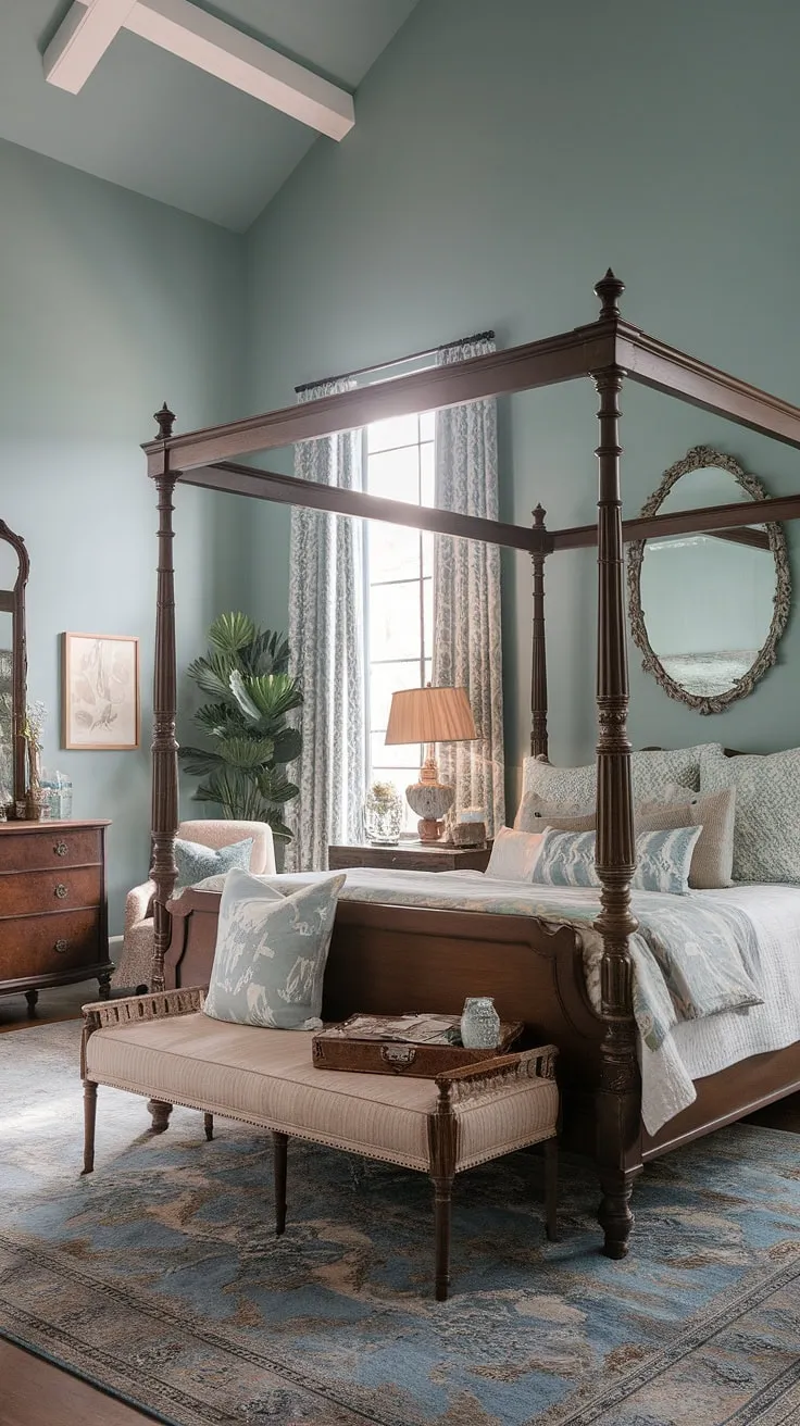 Dreamy escape in this boho vintage bedroom.  Vintage furniture finds mingle effortlessly with contemporary vintage decor, creating a vintage chic bedroom that's both relaxed and refined.  Explore vintage bedroom ideas and discover the magic of vintage boho furniture.