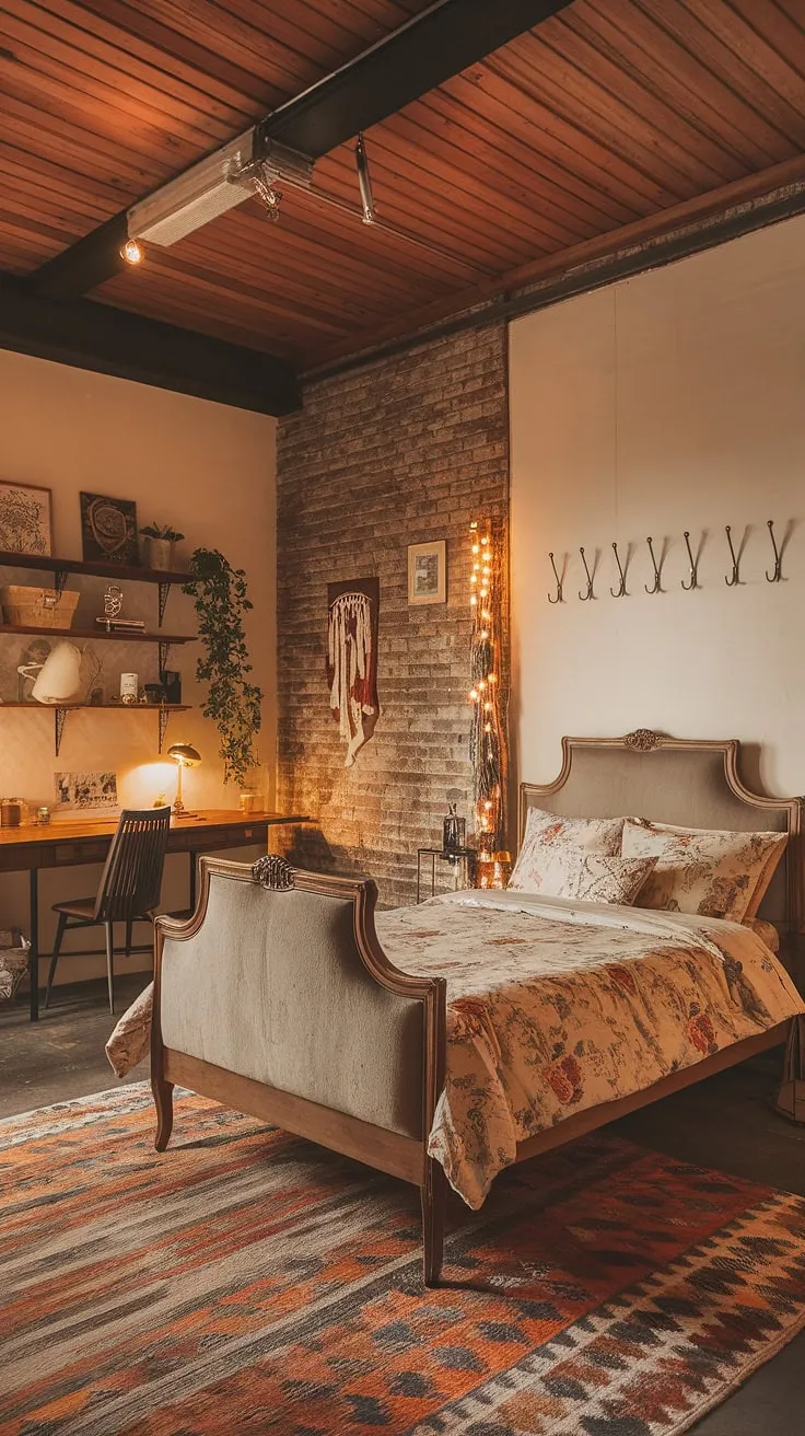 Dreamy escape in this boho vintage bedroom.  Vintage boho furniture blends seamlessly with contemporary vintage decor, creating a vintage chic bedroom that's both effortlessly stylish and wonderfully inviting.  Explore these vintage bedroom ideas for your own space.
