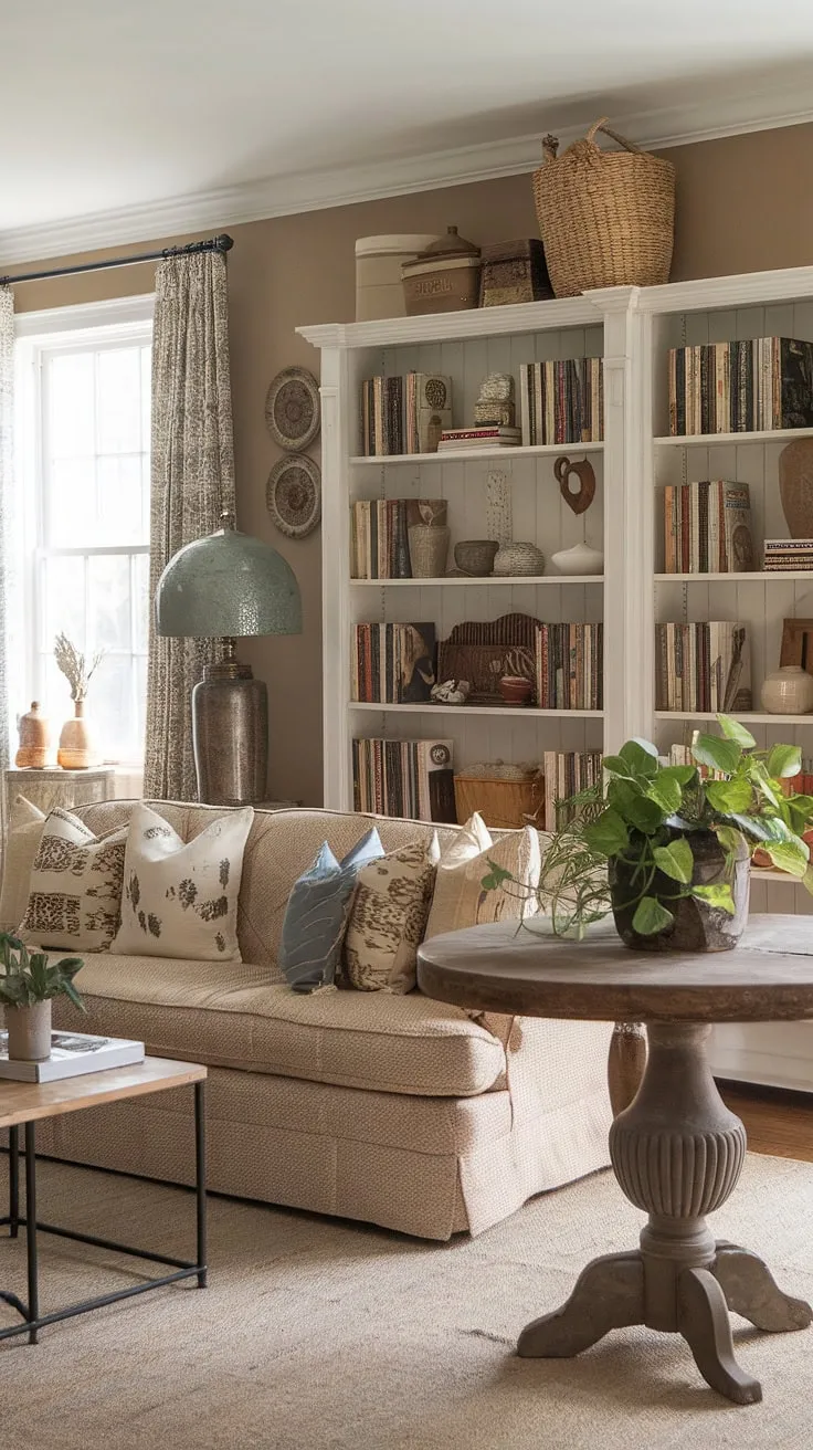 Sunlight streams into this dreamy boho living room, showcasing a perfect blend of boho chic furniture, vintage decor, and farmhouse style accents.  The overall aesthetic is effortlessly cool and inviting, a testament to the beauty of boho aesthetic decor.