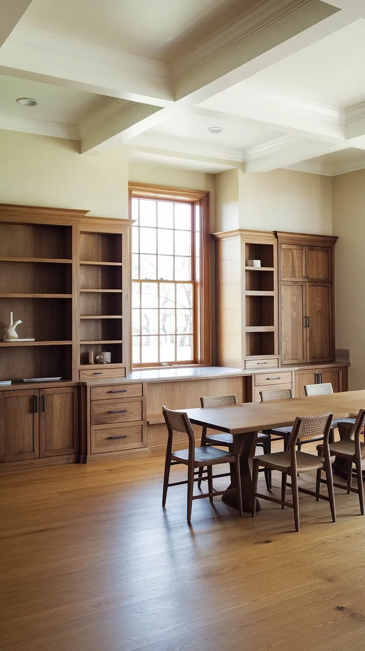 Sophisticated and streamlined, this dining room built ins design showcases the beauty of built-in dining room furniture. The built in dining room cabinets and built in cabinets dining room seamlessly integrate storage, creating a truly custom built-ins dining room experience.