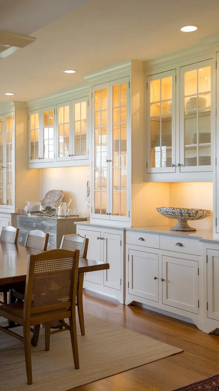 This dining room built ins showcases the beauty of seamless design. The built in cabinetry dining room, complete with upper and lower cabinets, offers both stylish display and practical storage solutions. The built in buffet dining room provides additional serving space, while the large wooden table and chairs create a welcoming focal point. The careful integration of dining room custom built ins results in a sophisticated and functional space, maximizing the use of the room's architecture. This dining room with built in storage is a testament to the power of well-planned built in dining room furniture.