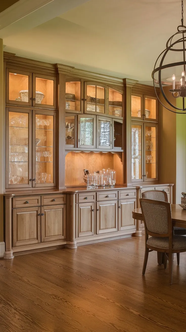 This dining room built ins design perfectly blends functionality and beauty. The built in dining room furniture, including the built in cabinetry dining room and built in buffet, creates a sophisticated and efficient space. A true testament to dining room custom built ins.