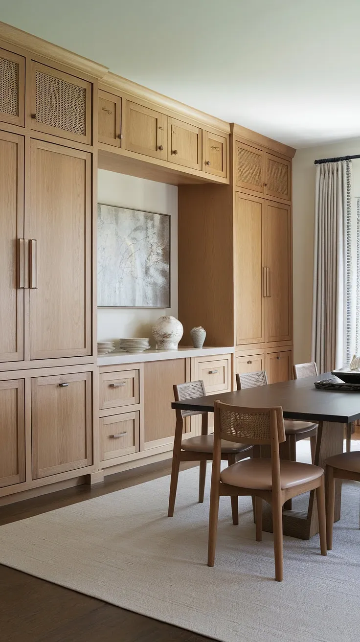 Effortless elegance in this built-in dining room, showcasing custom built-ins and a built-in buffet dining room for seamless storage and style. The built-in cabinetry dining room maximizes space and creates a truly cohesive design.