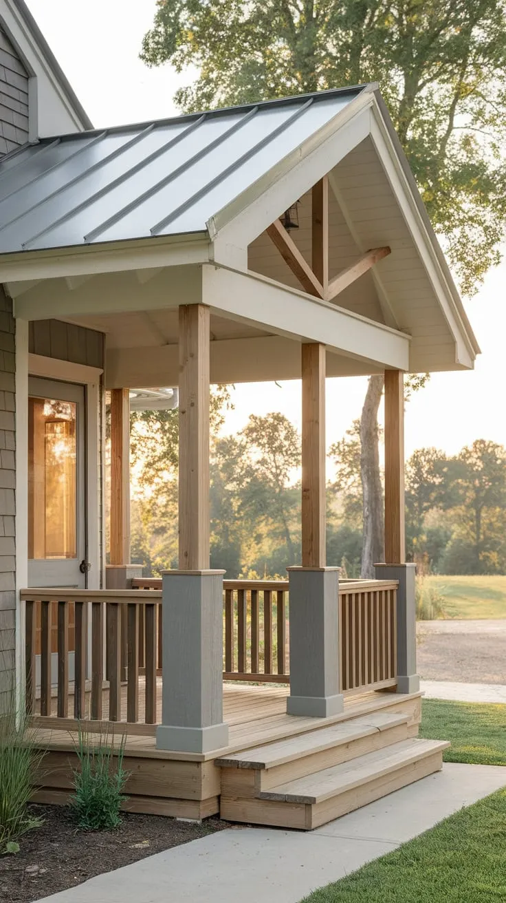 Charming Bungalow Porch with Garden Serenity