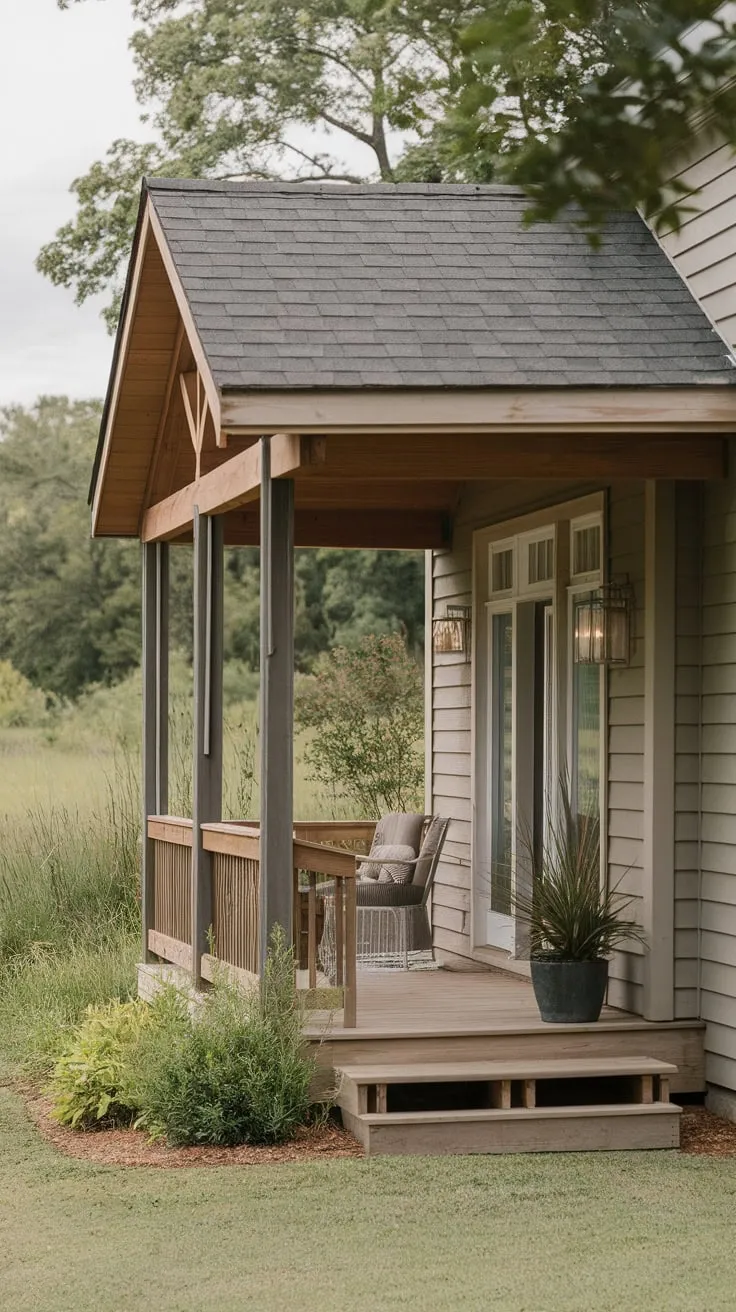 Charming Bungalow Porch with Lush Views