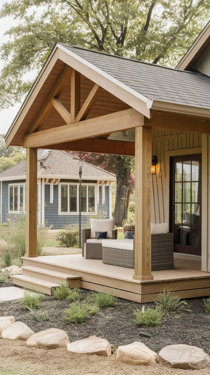Charming Bungalow Porch with Rustic Flair