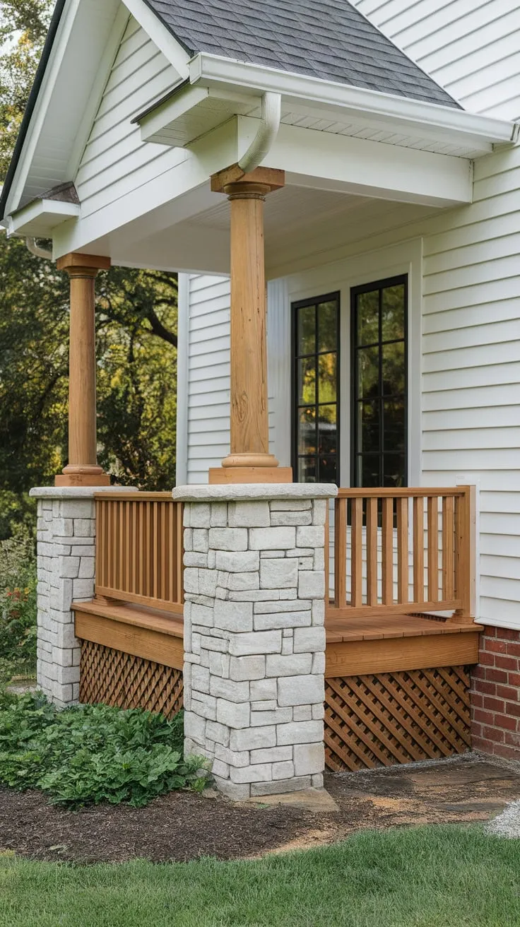 Stunning White House with Cedar-Wrapped Columns and Lush Greenery