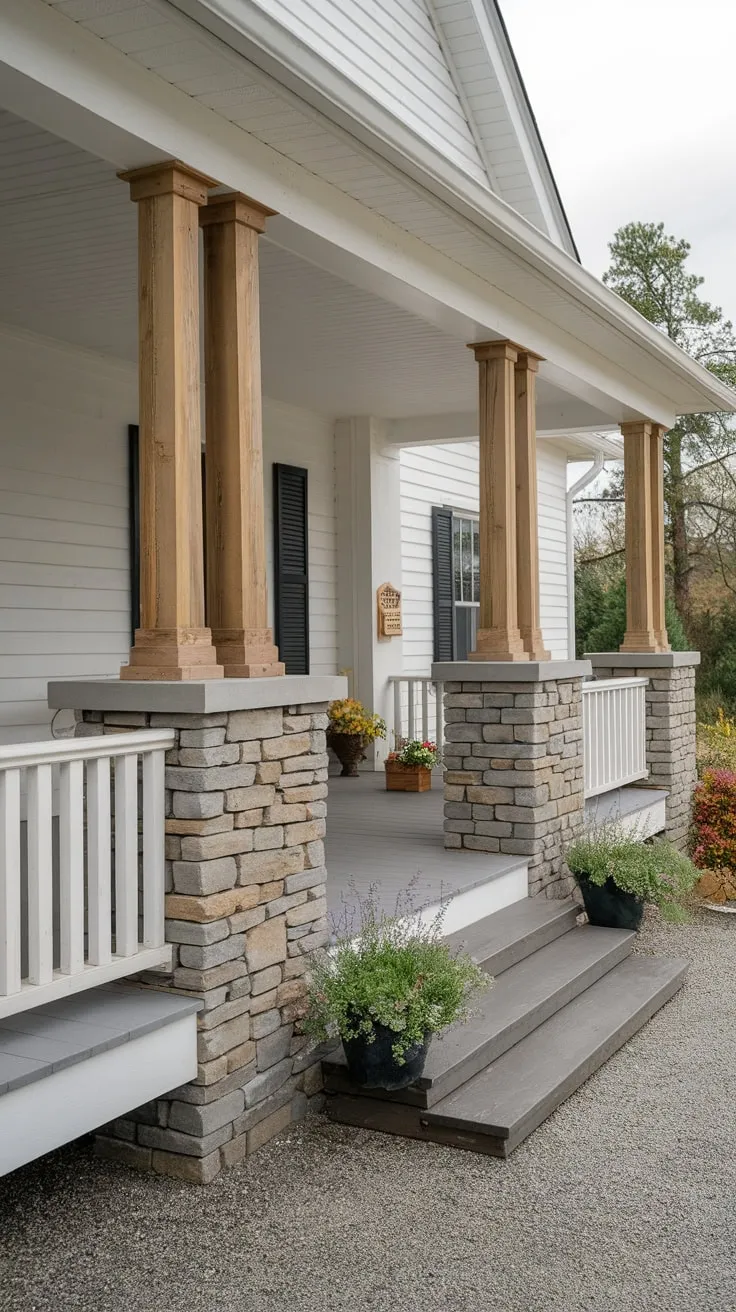 Elegant Cedar Columns Elevate This Front Porch Retreat