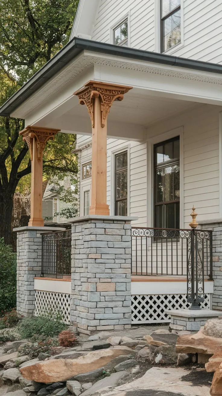 Elegant Cedar Columns Elevate This Front Porch Retreat