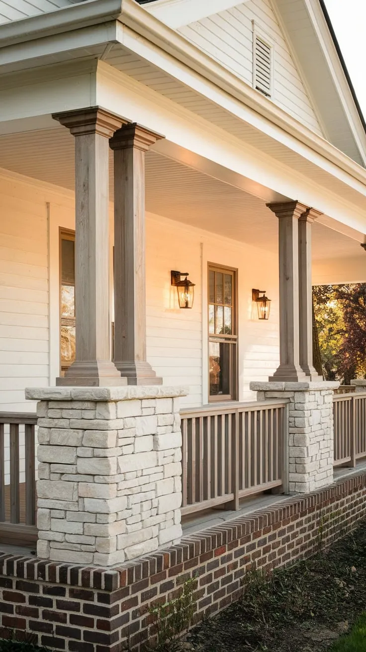 Warm-Hued Elegance of a Cedar-Wrapped Porch