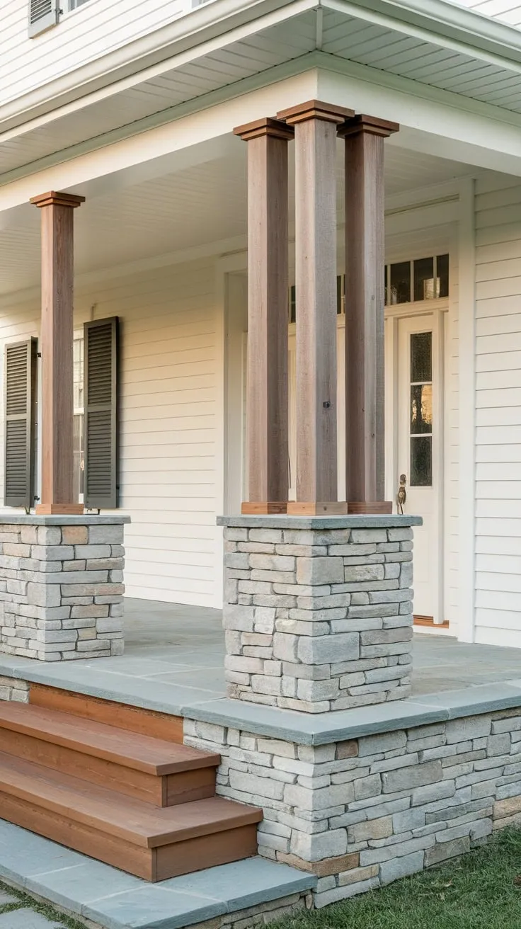 Cedar-Columned Charm on a Welcoming Porch