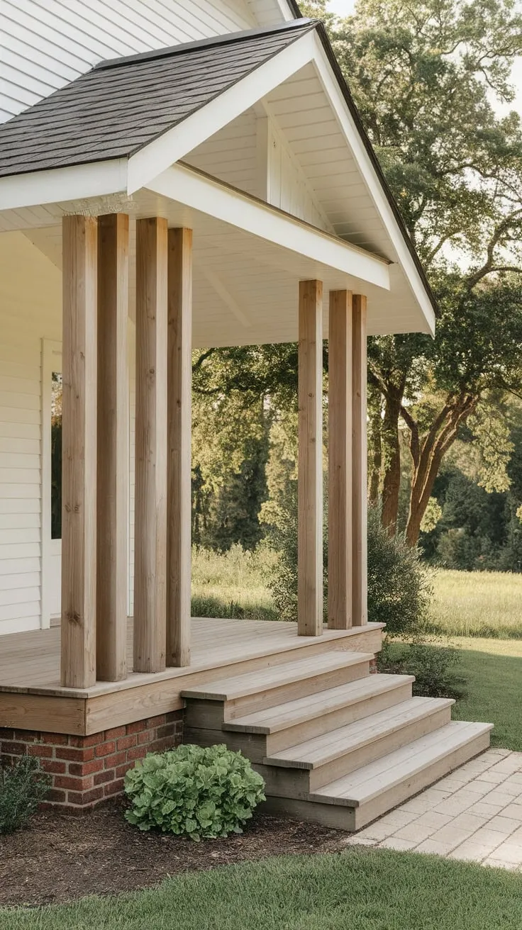 Elegant Cedar Posts Frame a Welcoming Front Entrance