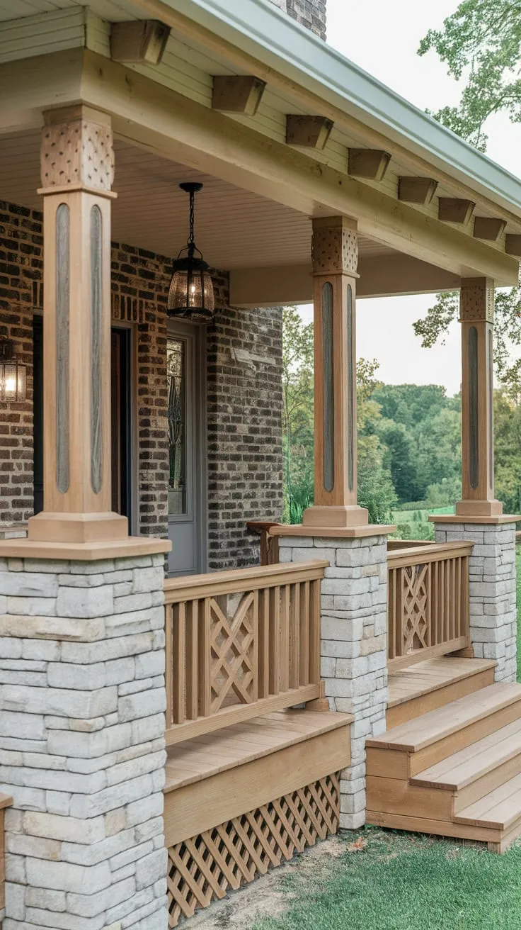 Elegant Cedar Porch with Faux Wood Columns and Scenic Views