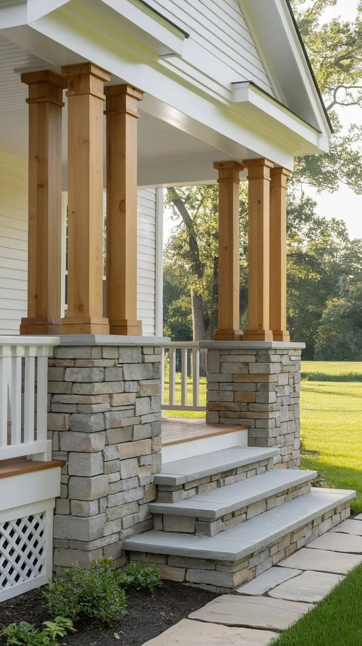 Charming Cedar Porch with Stone Accents
