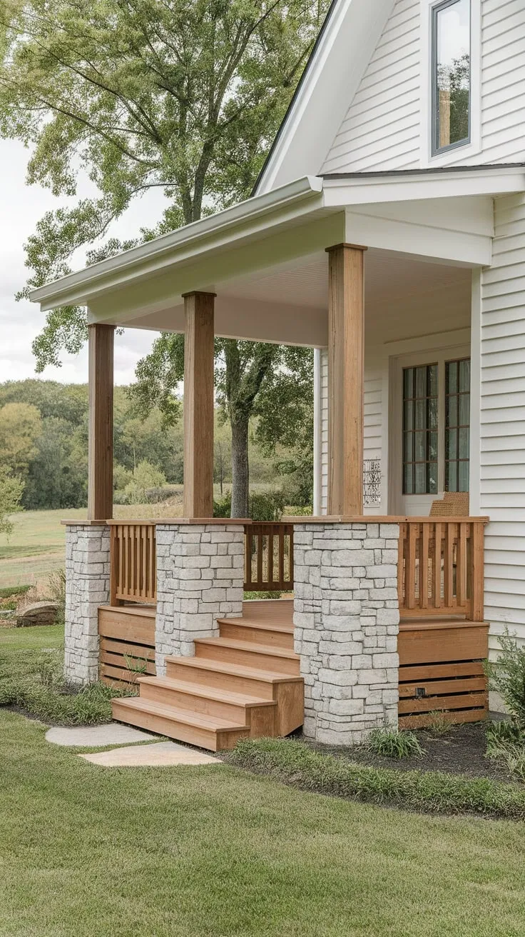 Charming Cedar Porch Enhances White House Appeal