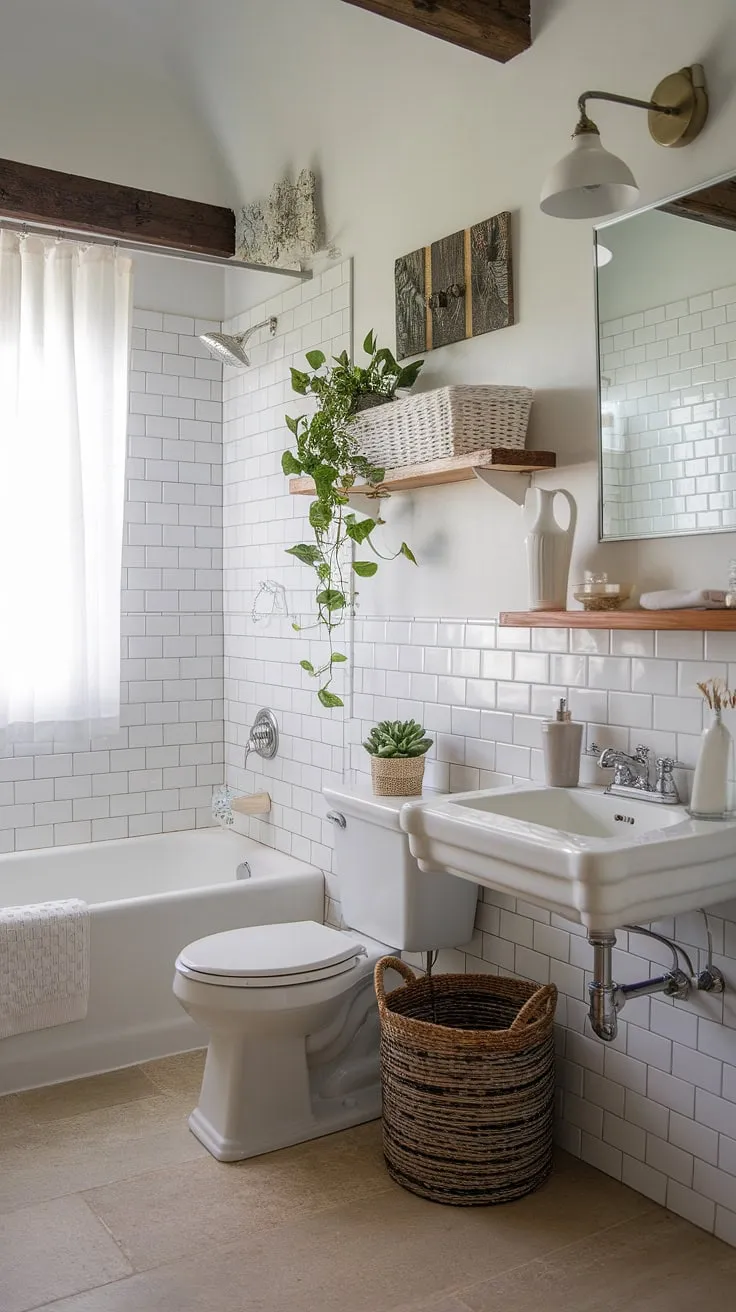 Transform your guest bathroom into a chic coastal haven with this stunning remodel.  Coastal farmhouse charm meets beachy bliss in this half bath, showcasing the best of coastal bathroom ideas and beach home bathroom ideas.  Perfect for creating a relaxing beach guest bathroom, this space effortlessly blends bathroom decor coastal style.