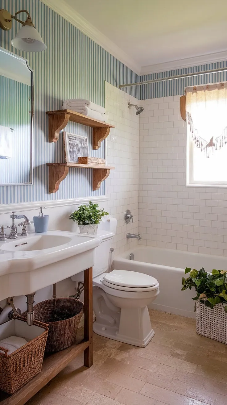 Transform your guest bathroom into a chic coastal haven with this stunning remodel.  Coastal farmhouse charm meets beachy bliss in this half bath, showcasing the best in coastal bathroom ideas and beach home bathroom ideas.  Perfect for creating a relaxing beach guest bathroom, this space effortlessly blends bathroom decor coastal style.