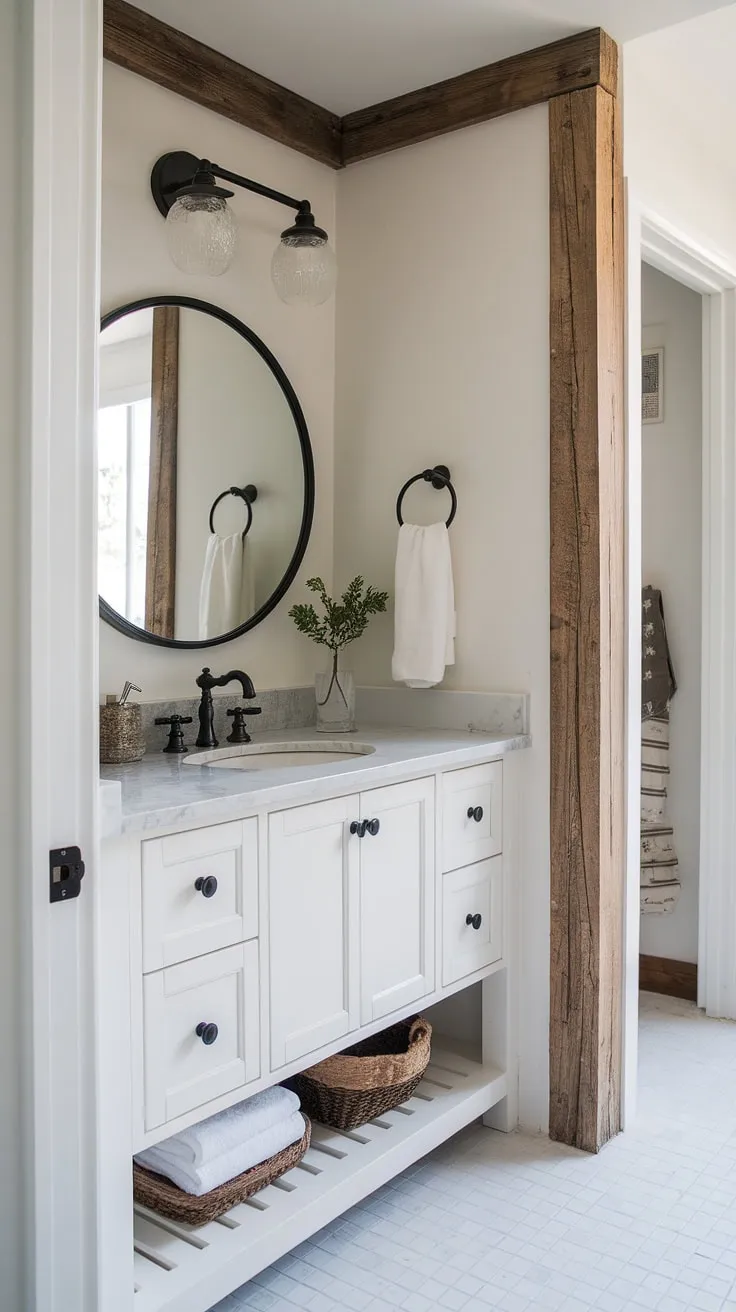 This coastal bathroom remodel effortlessly blends chic coastal decor with coastal farmhouse style.  Find inspiration for your own beach guest bathroom ideas or half bath coastal decor with this dreamy space.  Explore the best in bathroom decor coastal style and coastal bathroom ideas for your beach home.