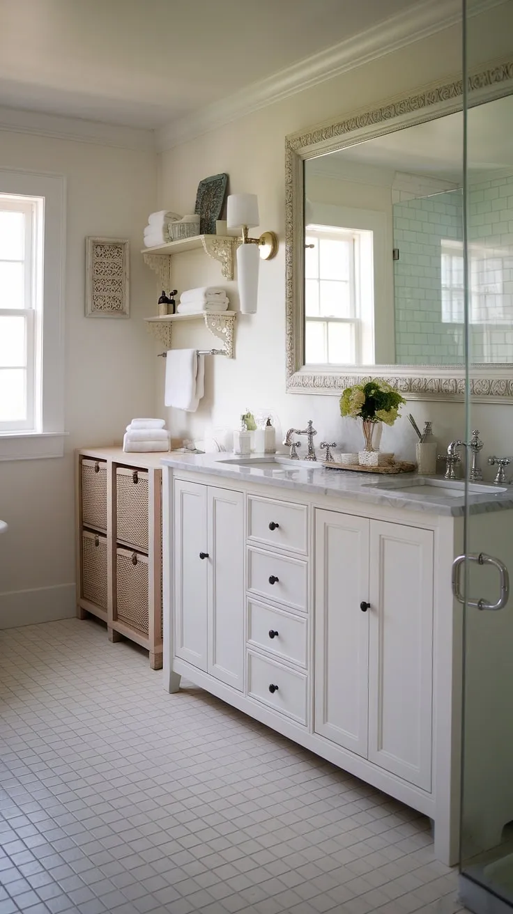 Transform your bathroom into a coastal oasis with this stunning bathroom remodel.  This chic coastal bathroom perfectly embodies coastal farmhouse style, brimming with coastal bathroom ideas for a half bath or guest bathroom.  The beach guest bathroom ideas and beach home bathroom ideas showcased here create a serene and stylish space, ideal for incorporating bathroom decor coastal style into your own home.