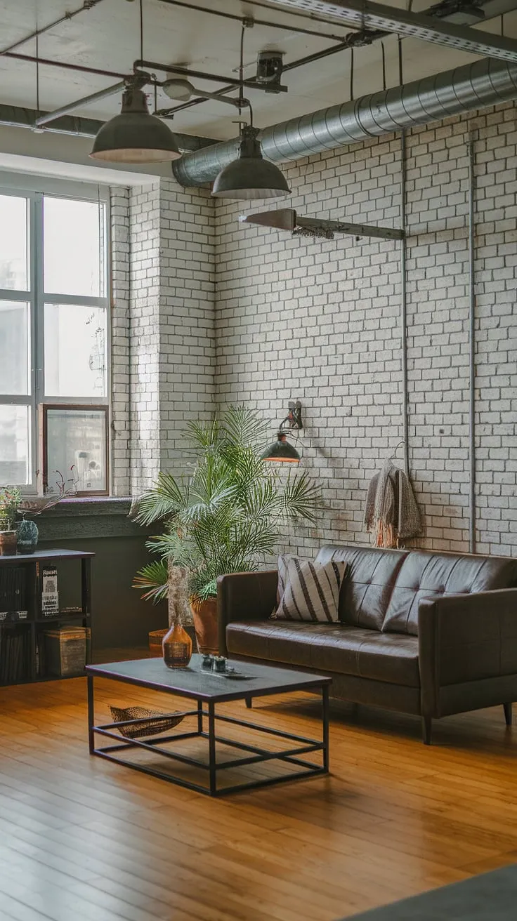 This chic industrial living room seamlessly blends modern urban apartment living with a neo-industrial aesthetic.  The industrial japandi influences are evident in the clean lines and natural materials, creating an industrial living room design that's both stylish and functional.  This industrial concept interior offers plenty of industrial living room ideas for those seeking a unique and sophisticated space.  The result is a truly captivating neo industrial interior.