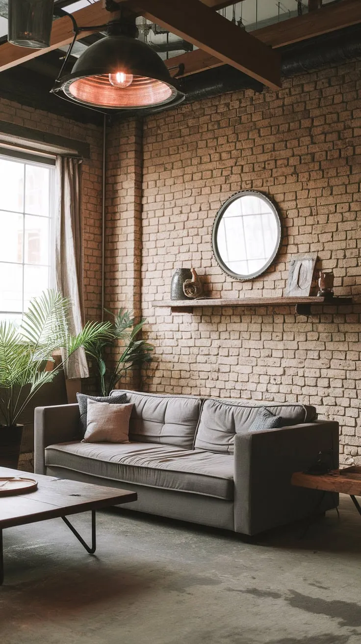 This chic industrial living room seamlessly blends modern urban apartment living with a neo-industrial aesthetic.  The result is an inspiring industrial living room design, showcasing the best of industrial japandi and offering plenty of industrial living room ideas for your own space.  The industrial concept interior is both stylish and functional.