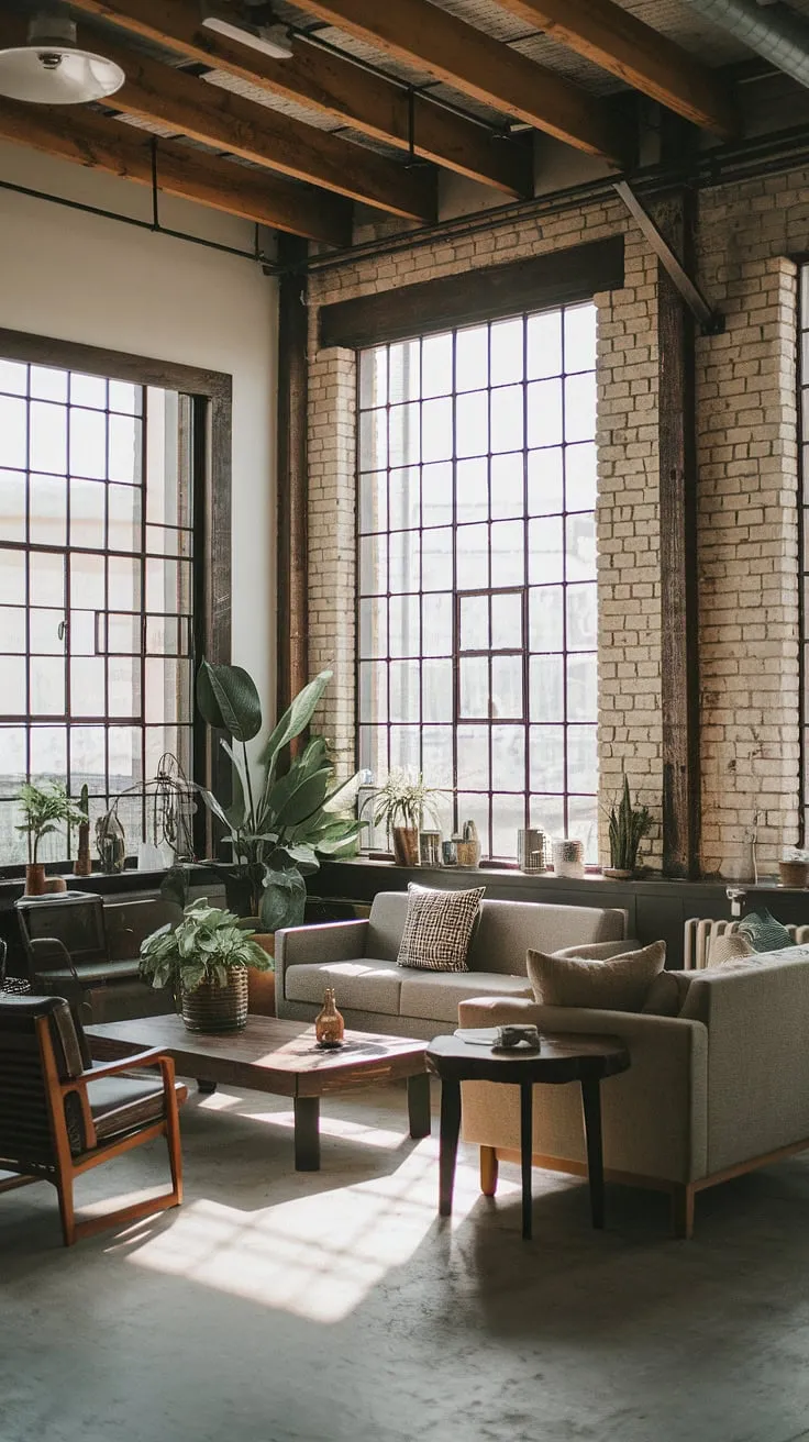 A stunning example of neo-industrial interior design, this modern urban apartment boasts an industrial concept interior that's both stylish and functional.  Explore the captivating blend of industrial style living room elements and refined details in this industrial living room design.