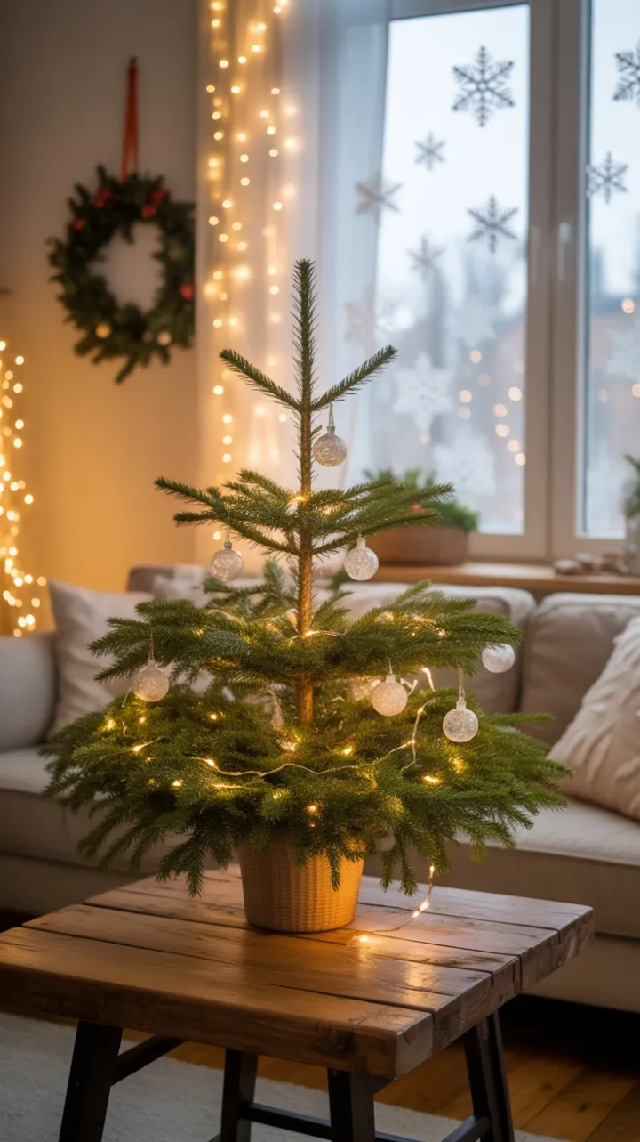 Cozy Christmas Glow Around a Rustic Mini Tree