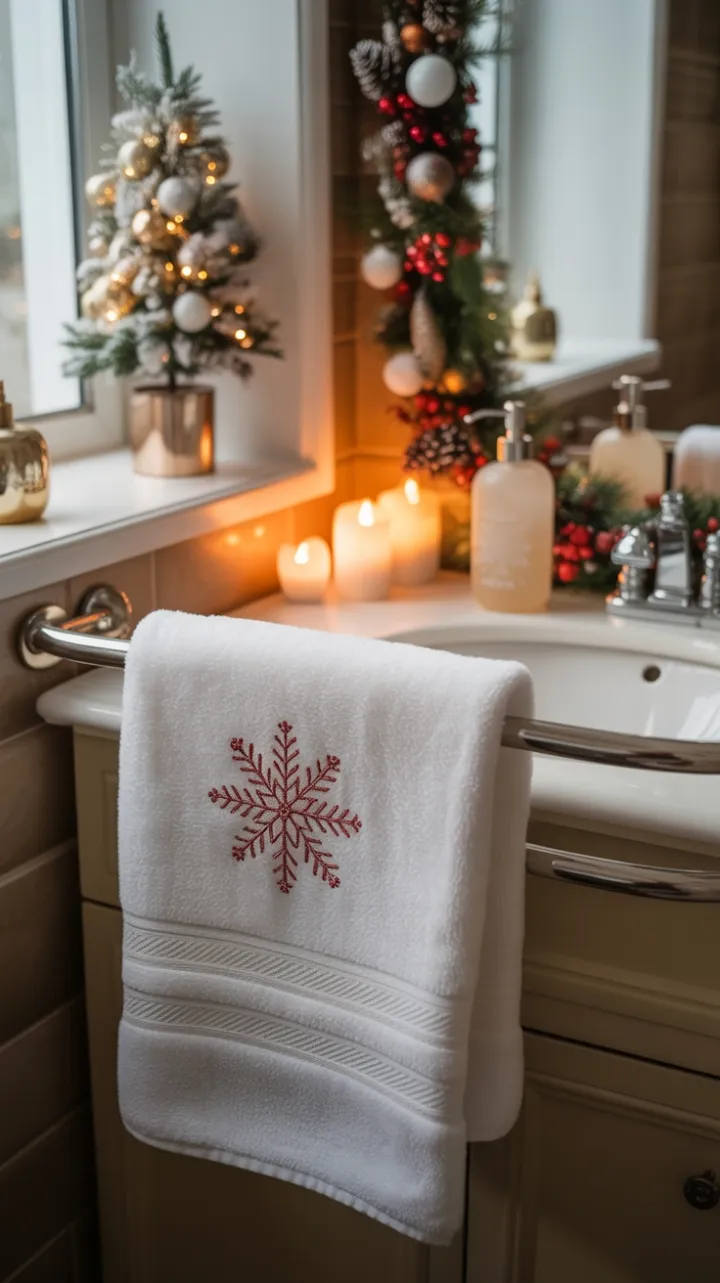 Snow-Kissed Luxury Bathroom Bathed in Morning Holiday Glow