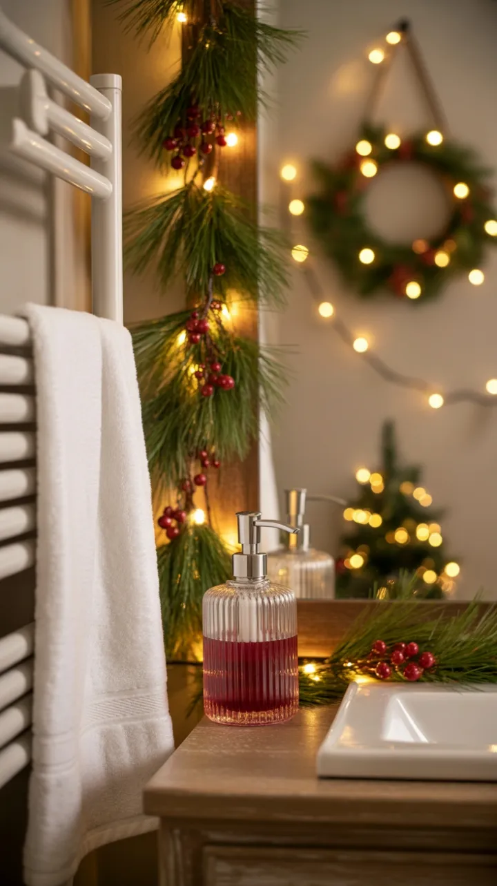 Cozy Cranberry Christmas Bathroom Retreat