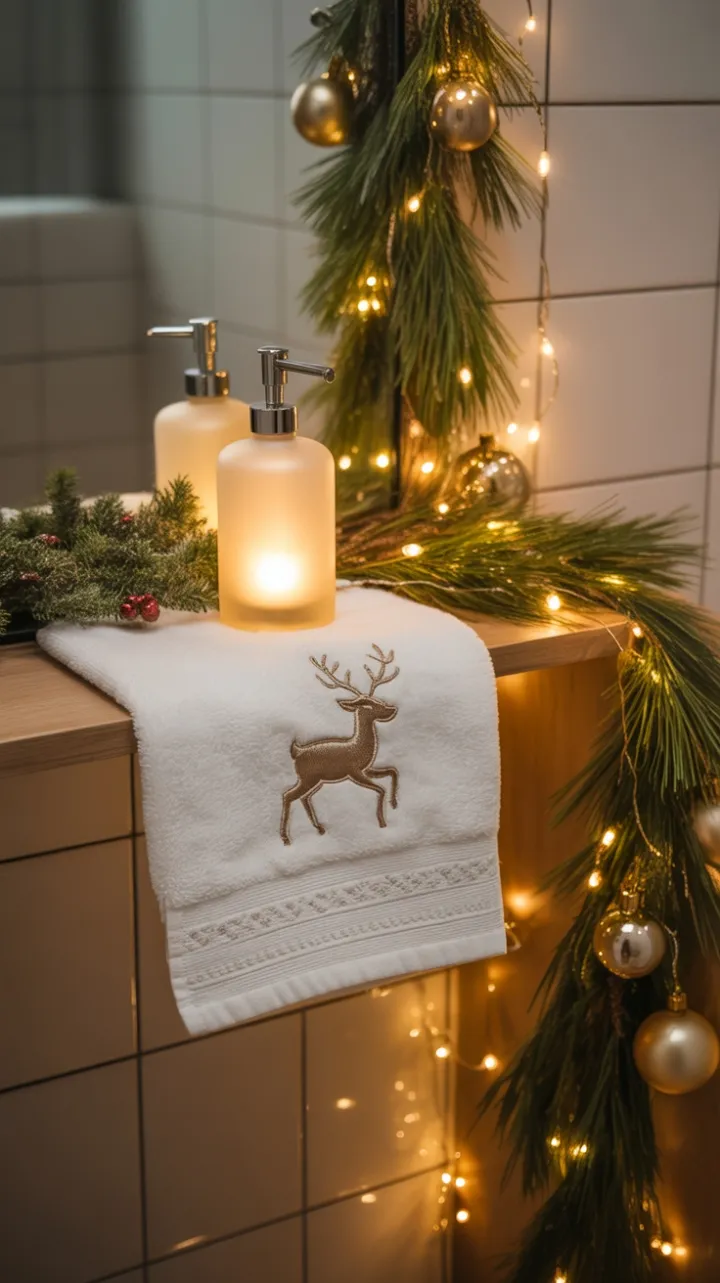 Cozy Christmas Bathroom with Twinkling Lights