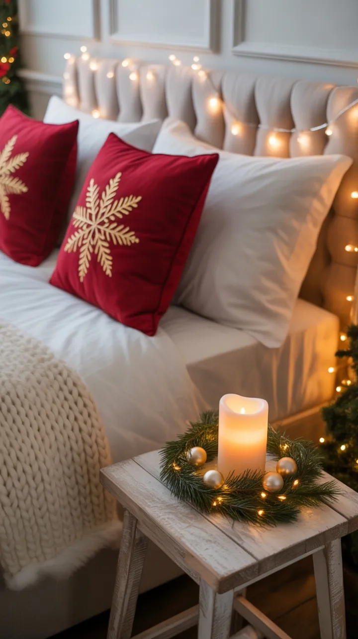 Cozy Christmas Haven of Ivory Knits and Golden Snowflakes