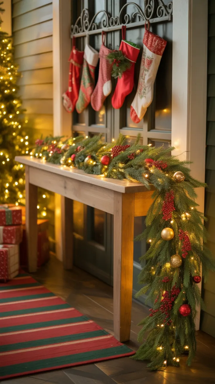 Warm Welcome at the Rustic Holiday Doorstep