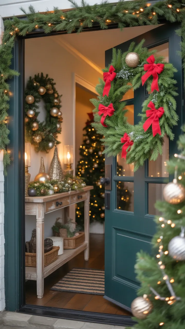 A Cozy Christmas Welcome at the Front Door