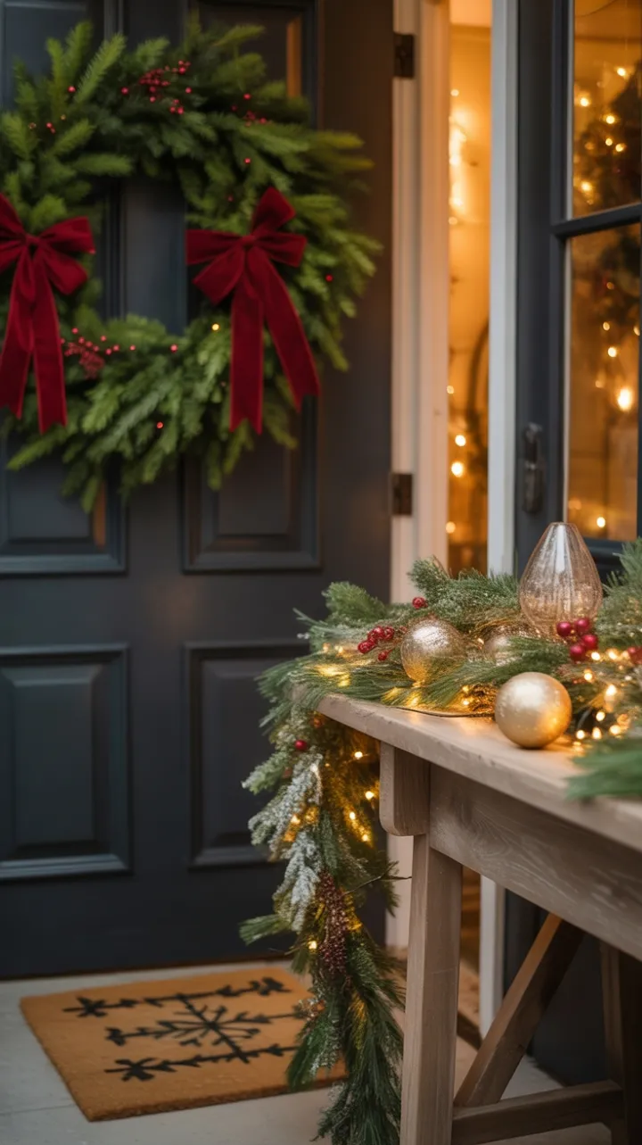 Warm Holiday Welcome with Wreath, Garland, and Glow