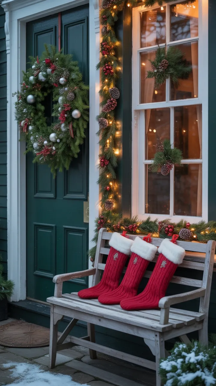 Snow-Kissed Victorian Porch Radiating Holiday Warmth