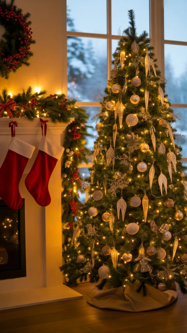 Twinkling Hearthside Magic in a Cozy Christmas Living Room