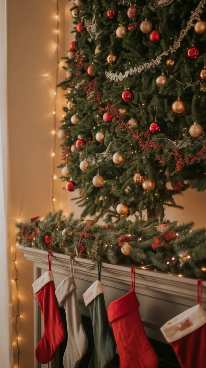 Crimson and Gold Christmas Hearth